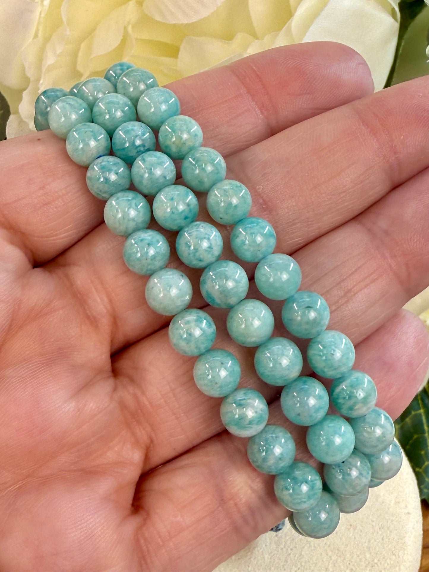 amazonite round bead bracelet