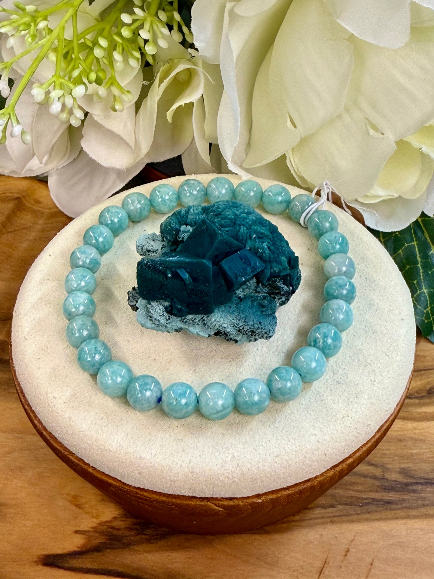 amazonite round bead bracelet