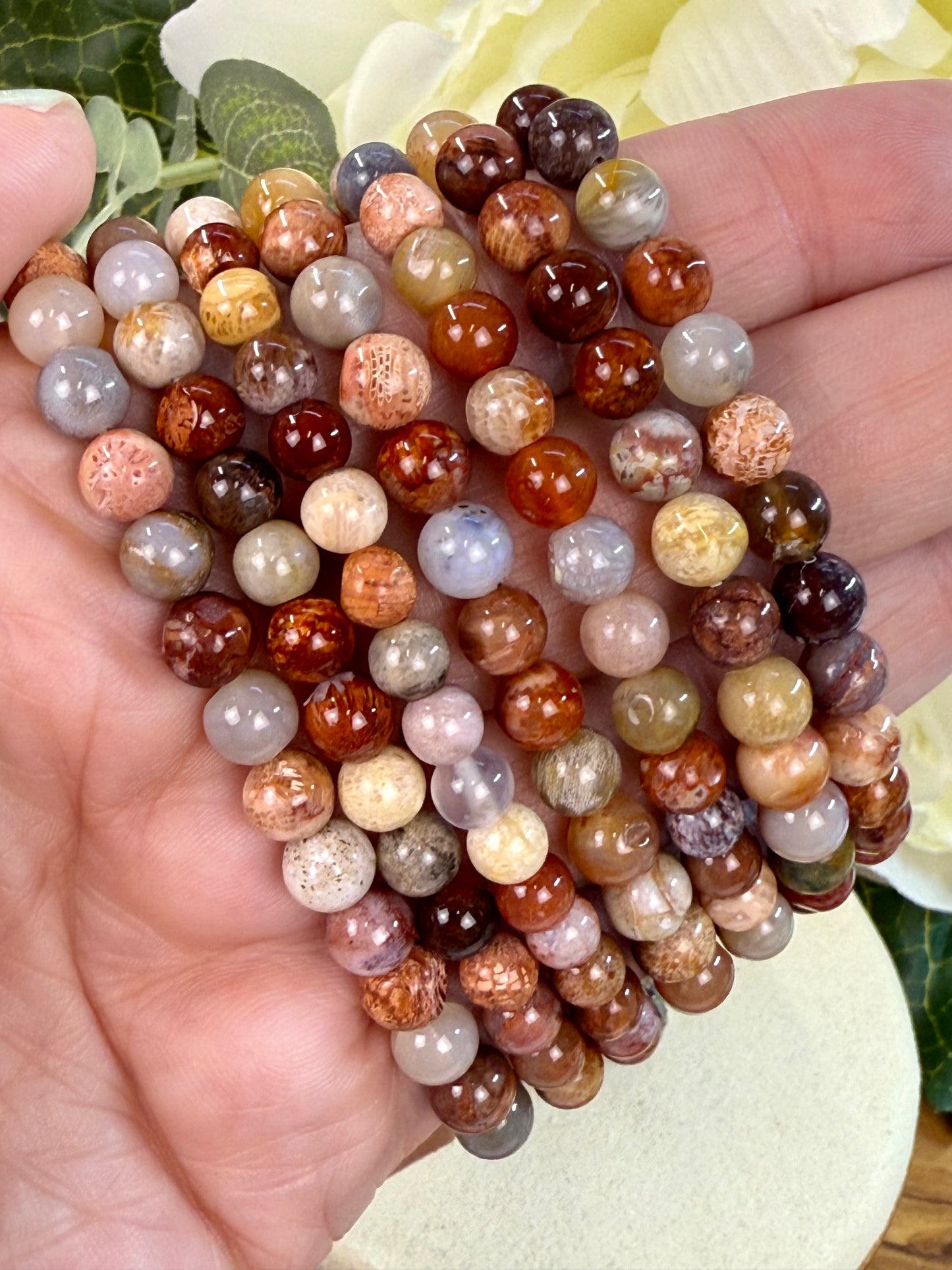 coral jade bracelet 6mm