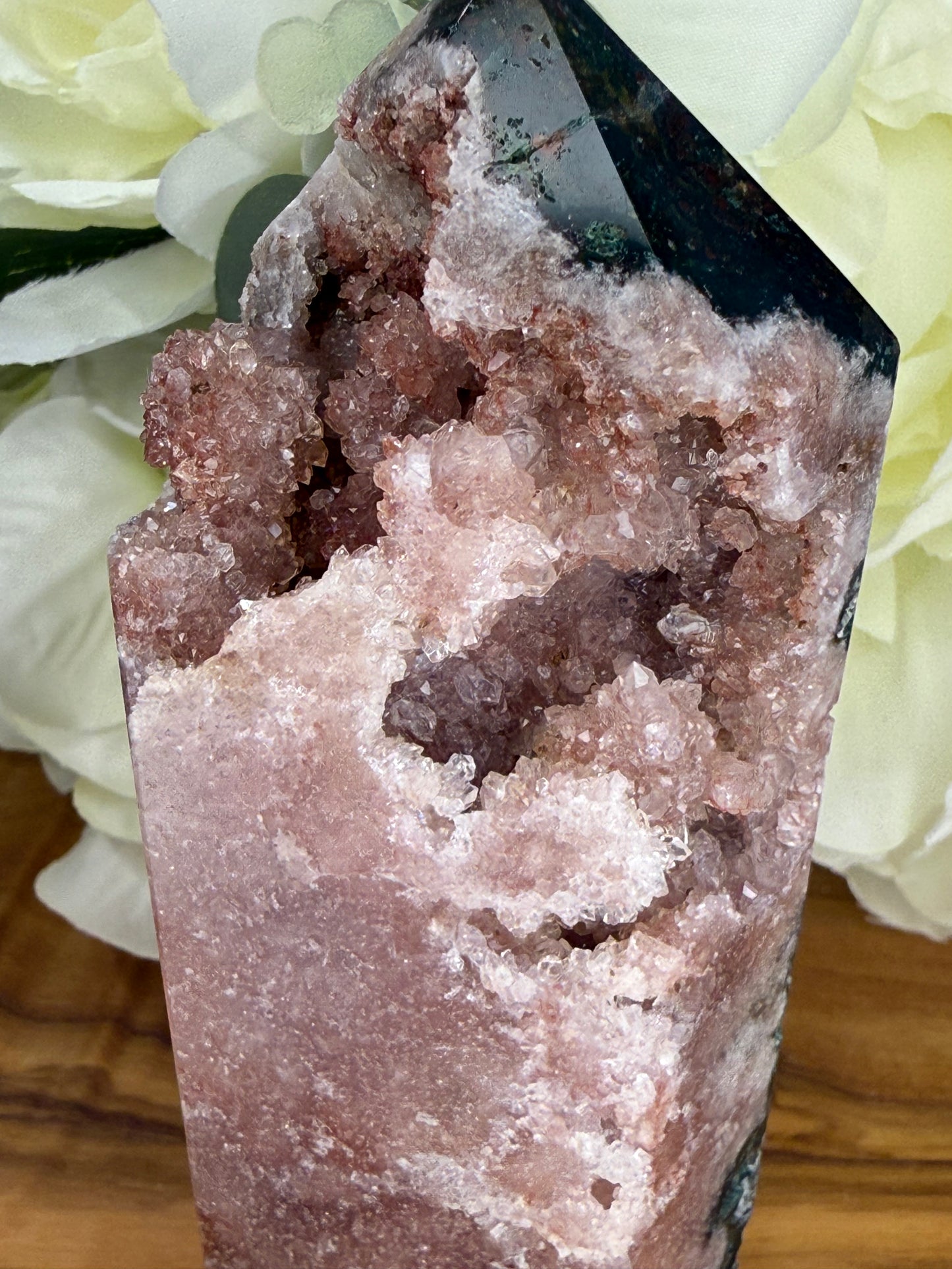 pink amethyst green jasper tower 52j