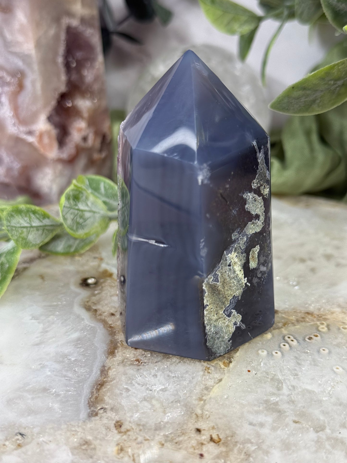 amethyst blue agate druzy tower 21b