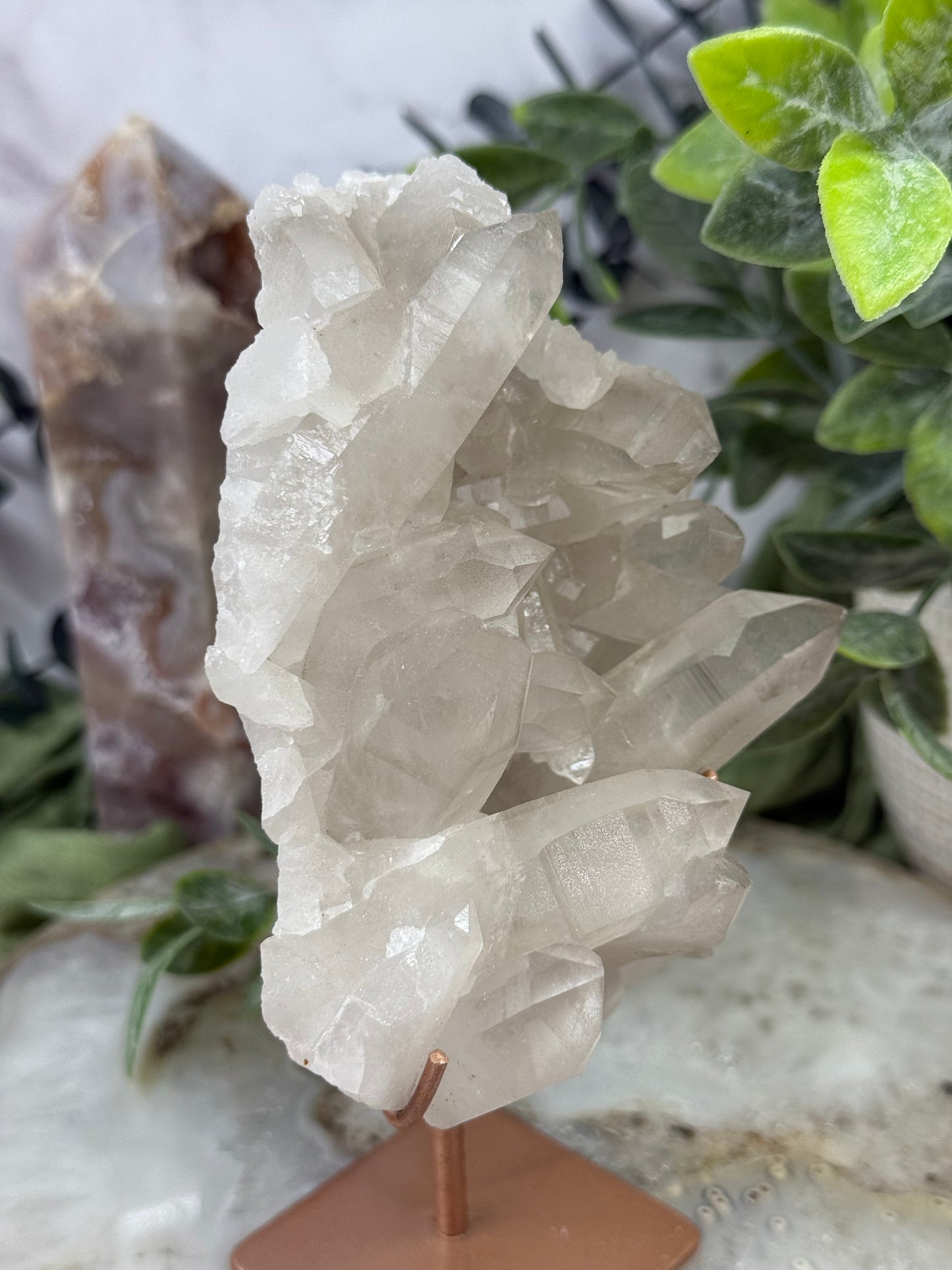 lemurian quartz cluster Brazil on stand 54a