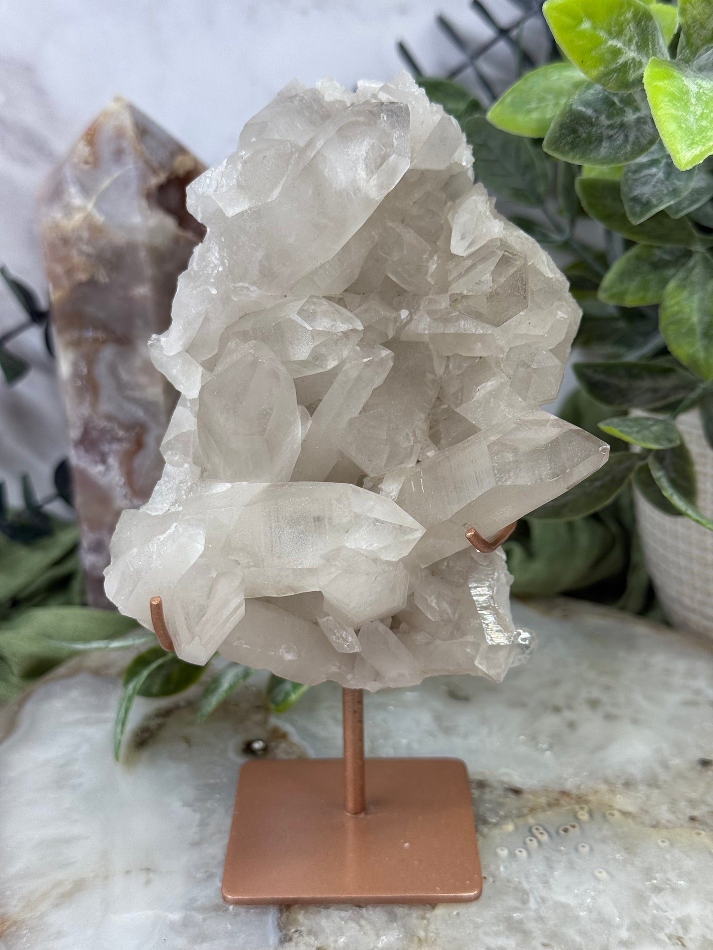 lemurian quartz cluster Brazil on stand 54a