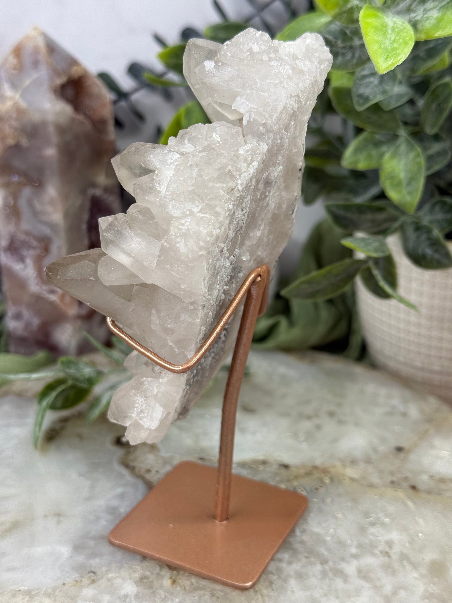lemurian quartz cluster Brazil on stand 54a