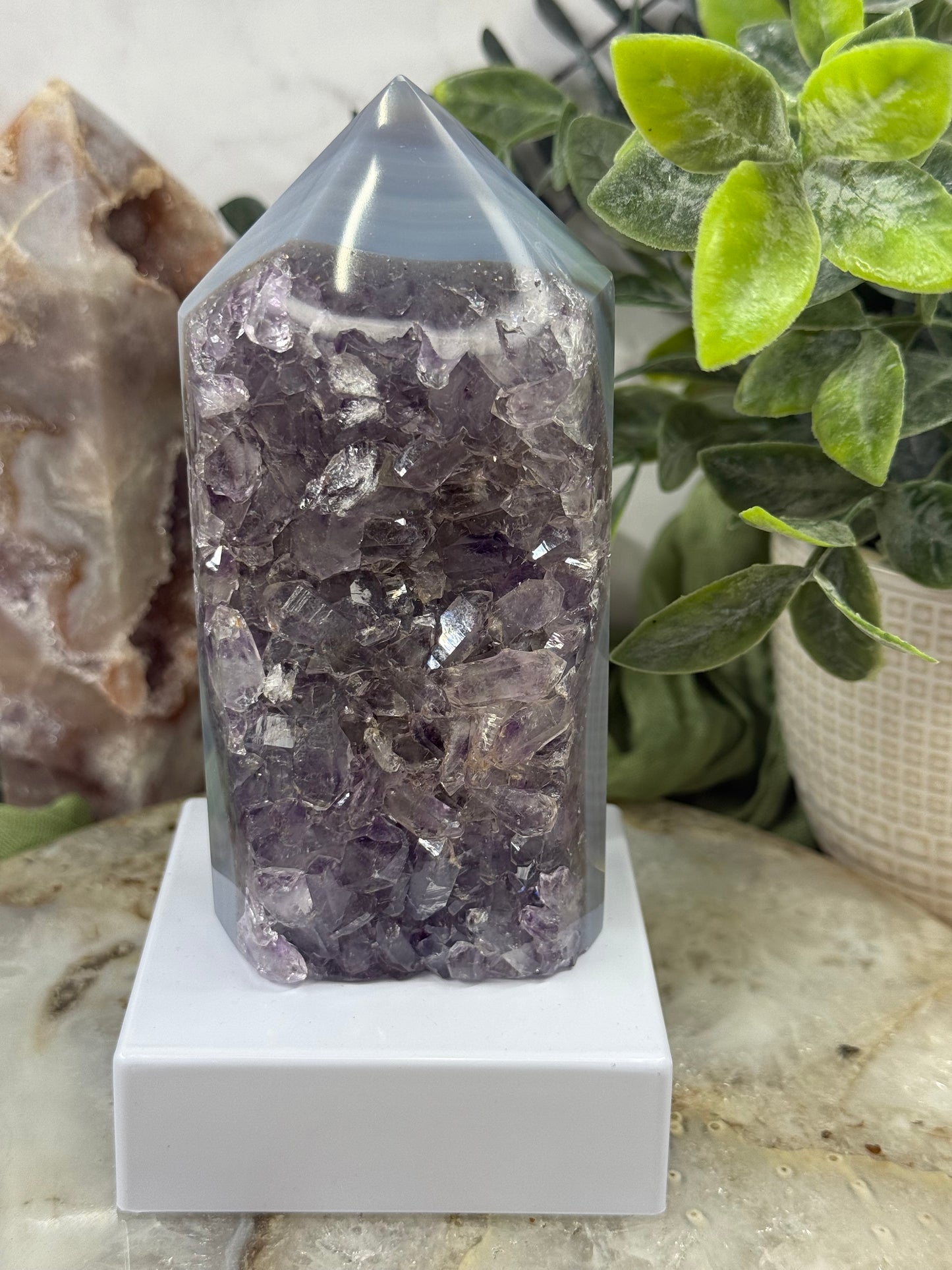 amethyst agate tower with elestial points 36k