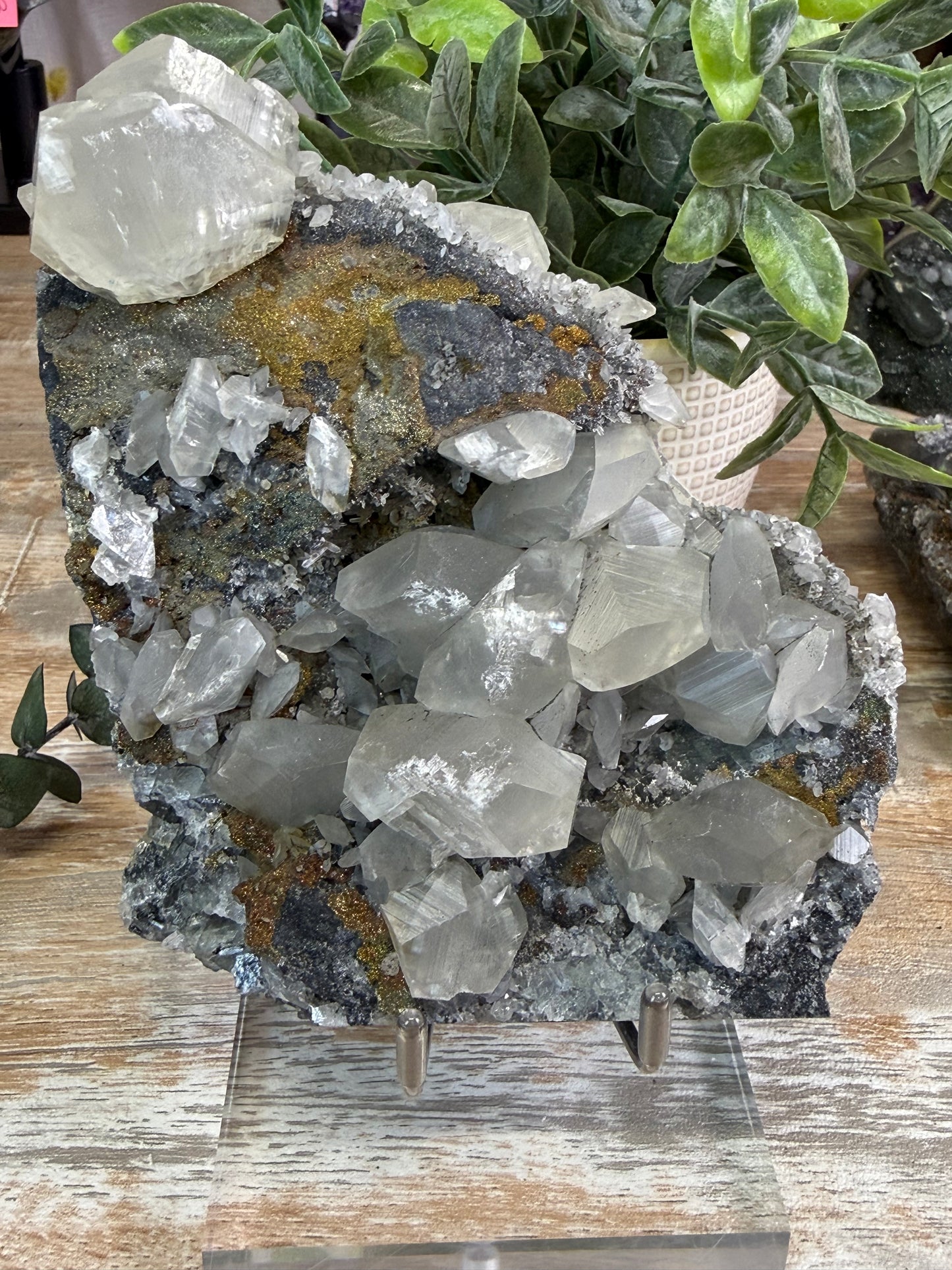 benz calcite with fluorite & rainbow chalcopyrite 94