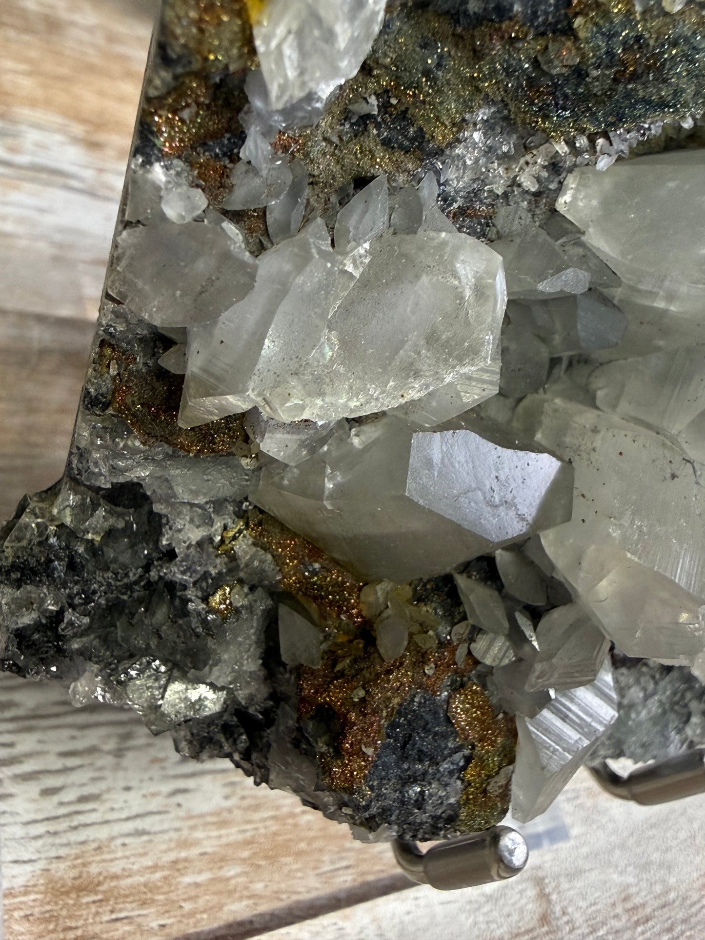 benz calcite with fluorite & rainbow chalcopyrite 94