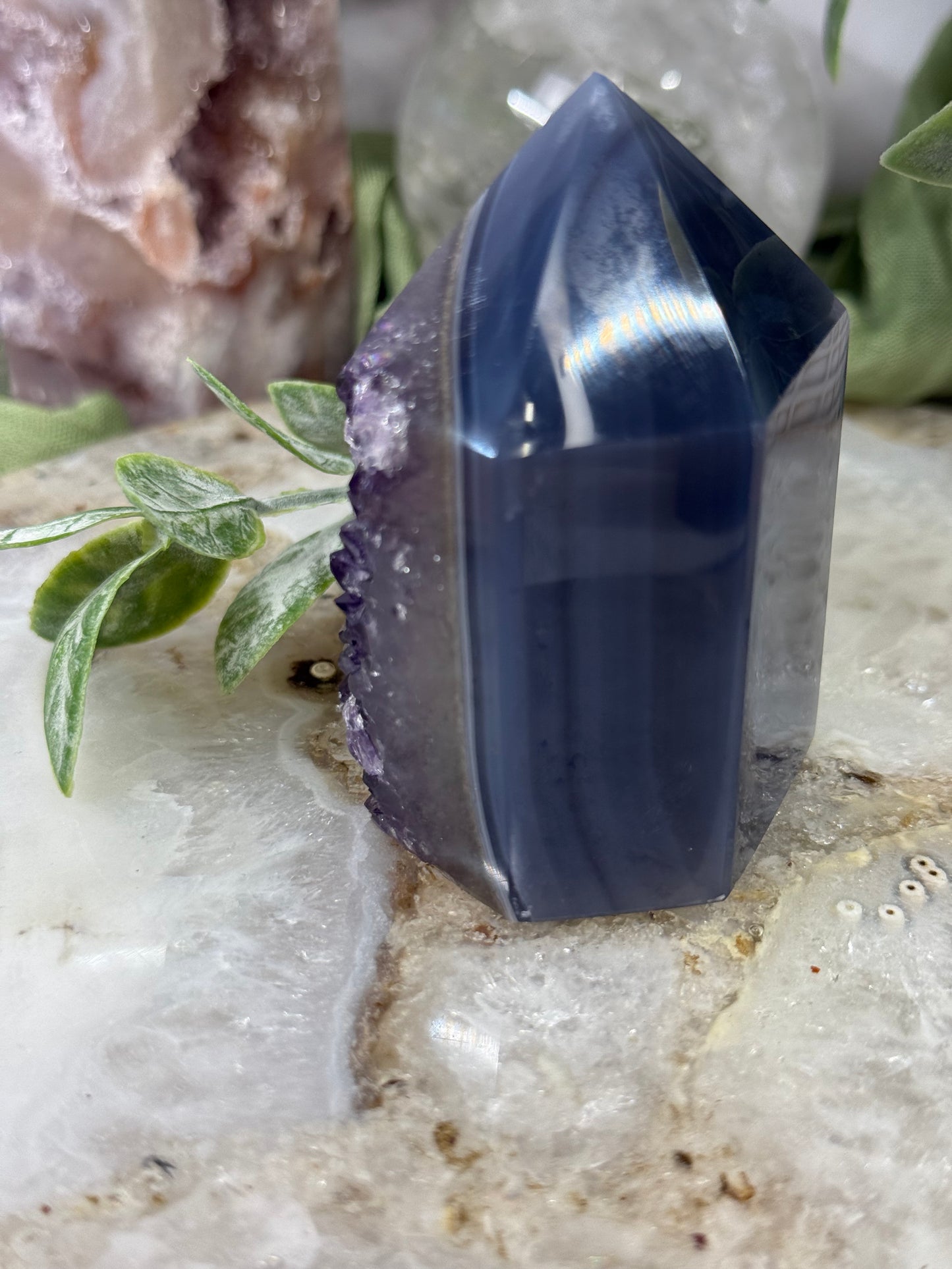 amethyst blue agate druzy tower 21b