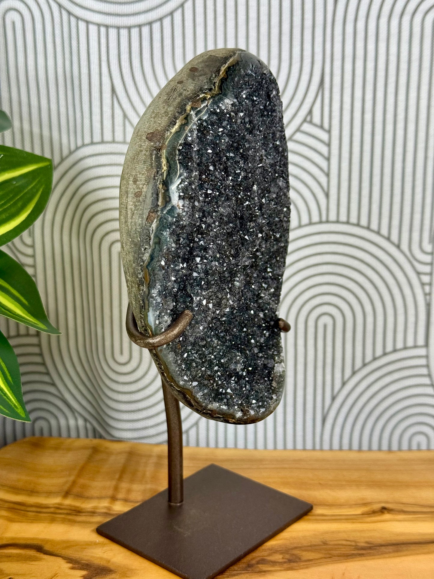 black rainbow amethyst with stand 55c