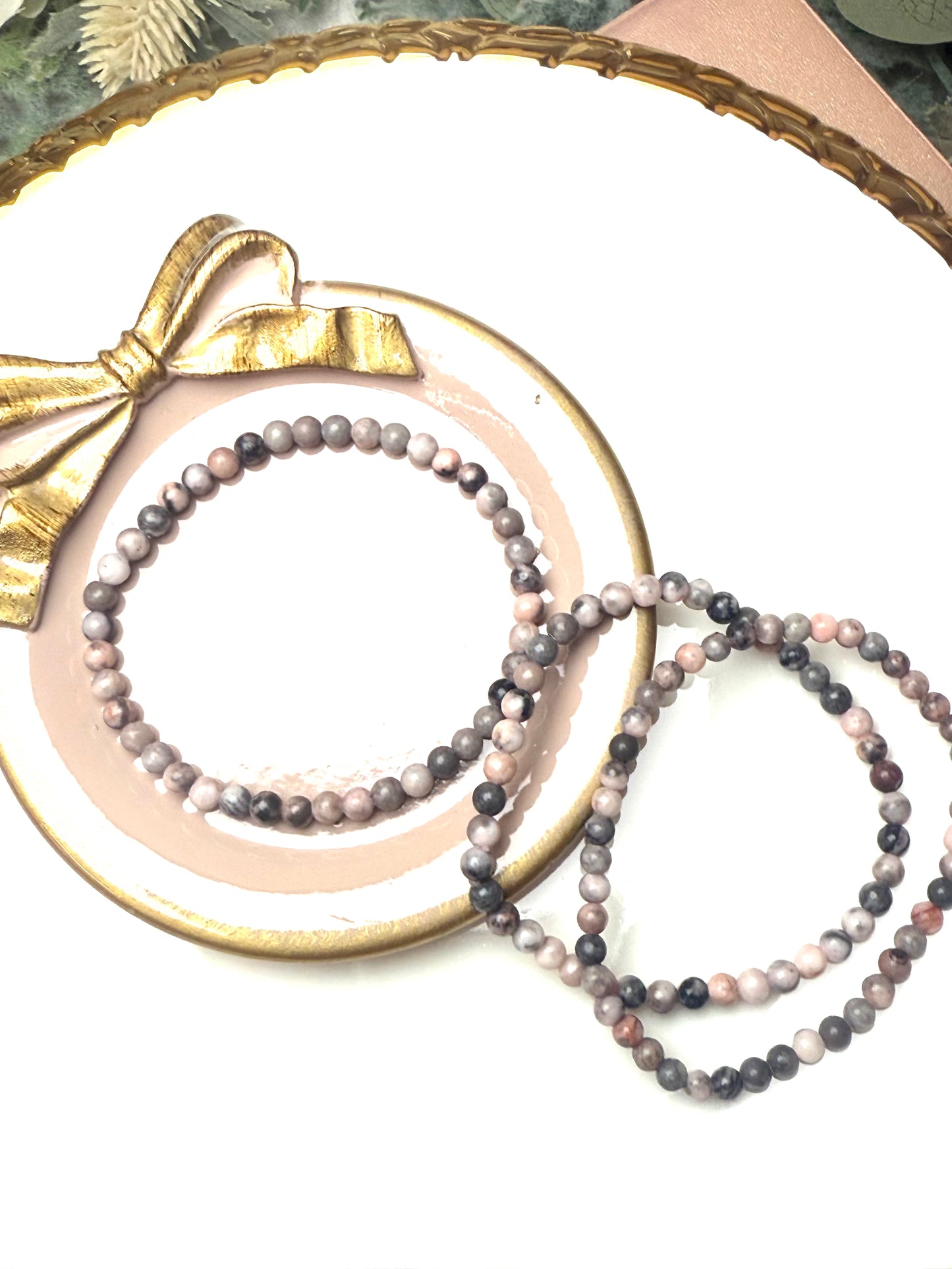 pink zebra jasper bracelet 4mm