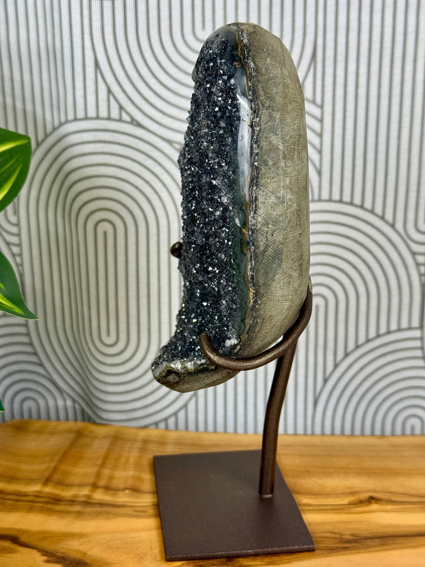 black rainbow amethyst with stand 55c