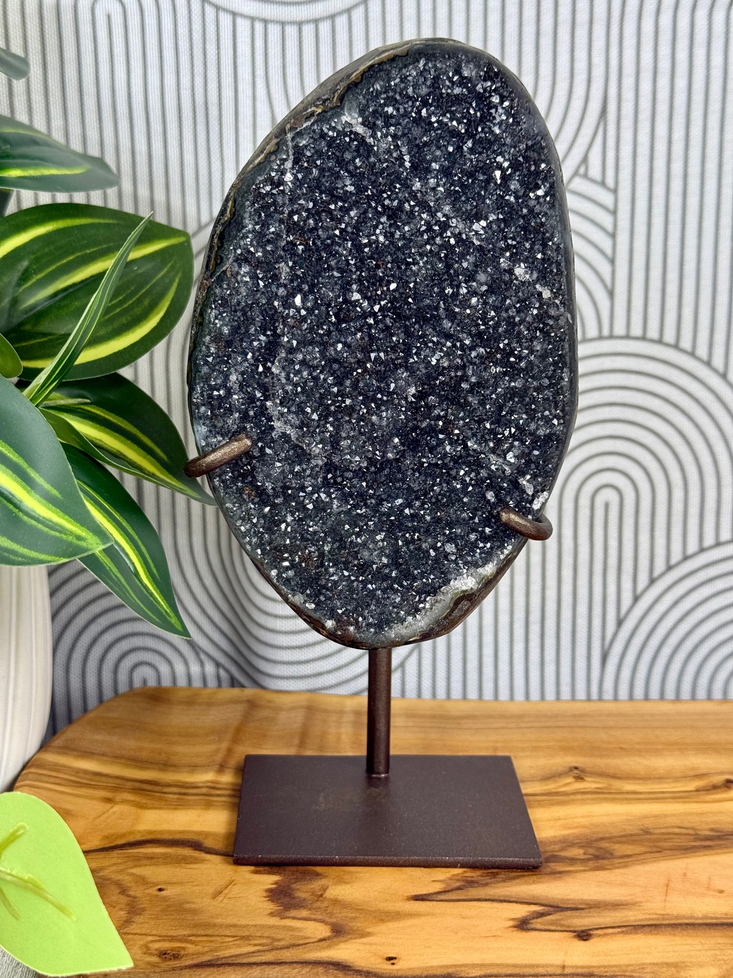 black rainbow amethyst with stand 55c