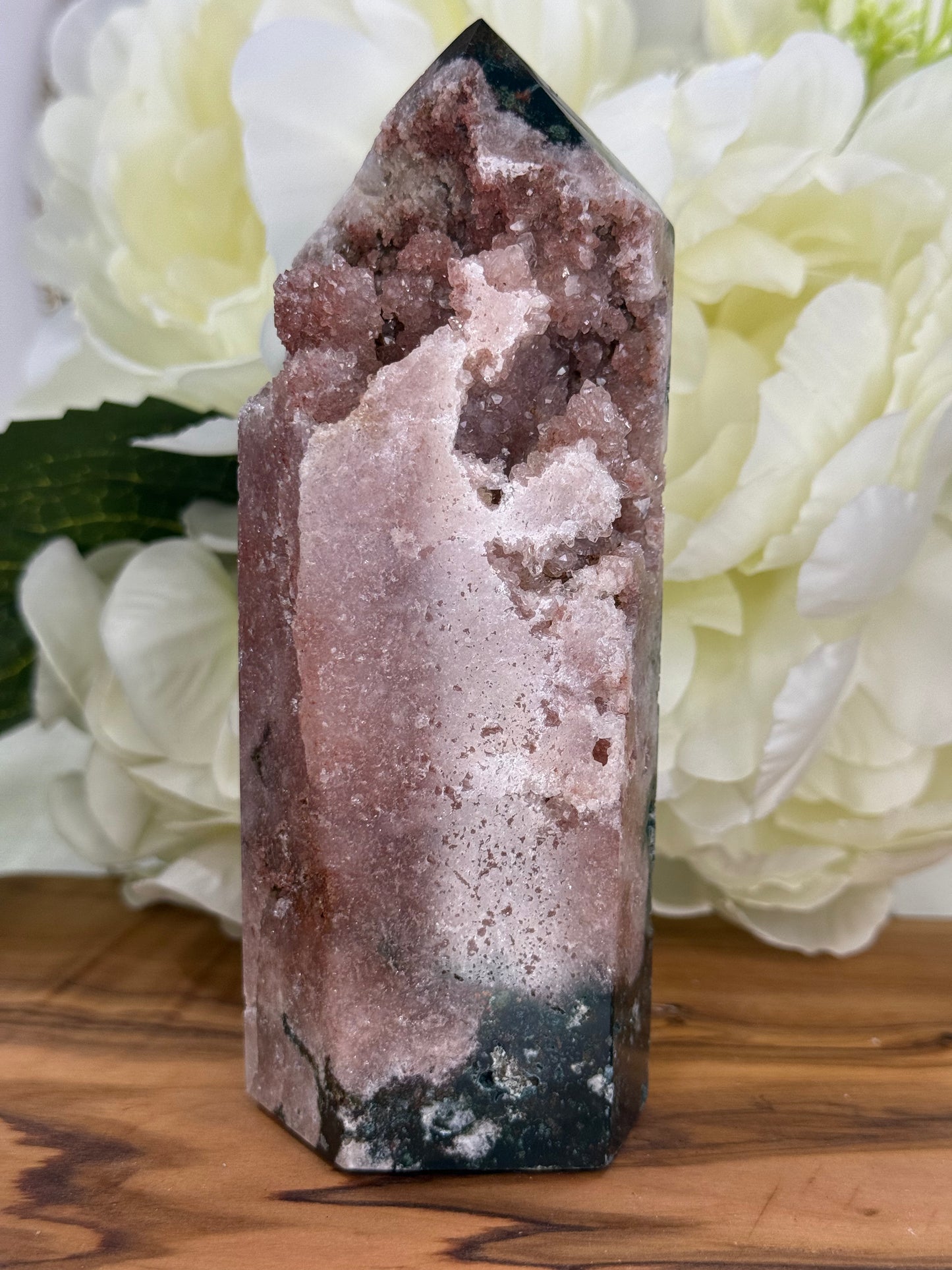 pink amethyst green jasper tower 52j