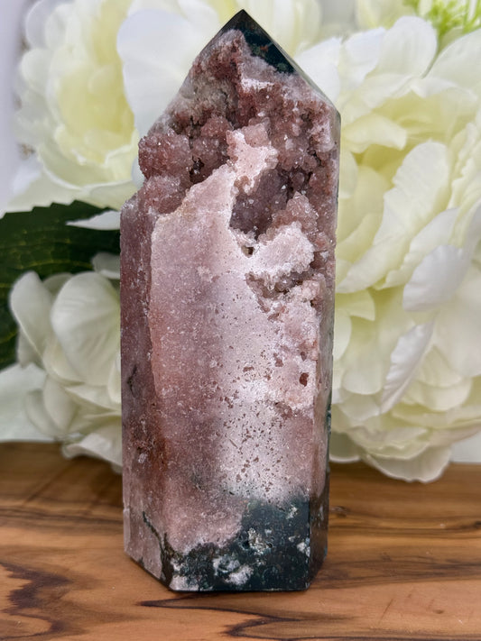 pink amethyst green jasper tower 52j