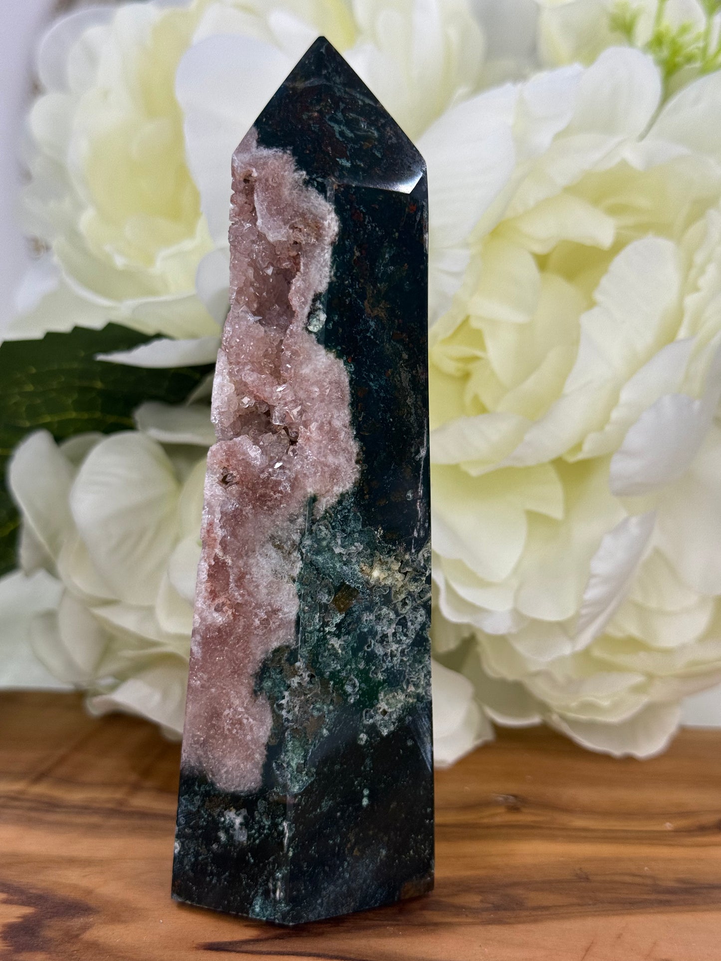 pink amethyst green jasper tower 52j