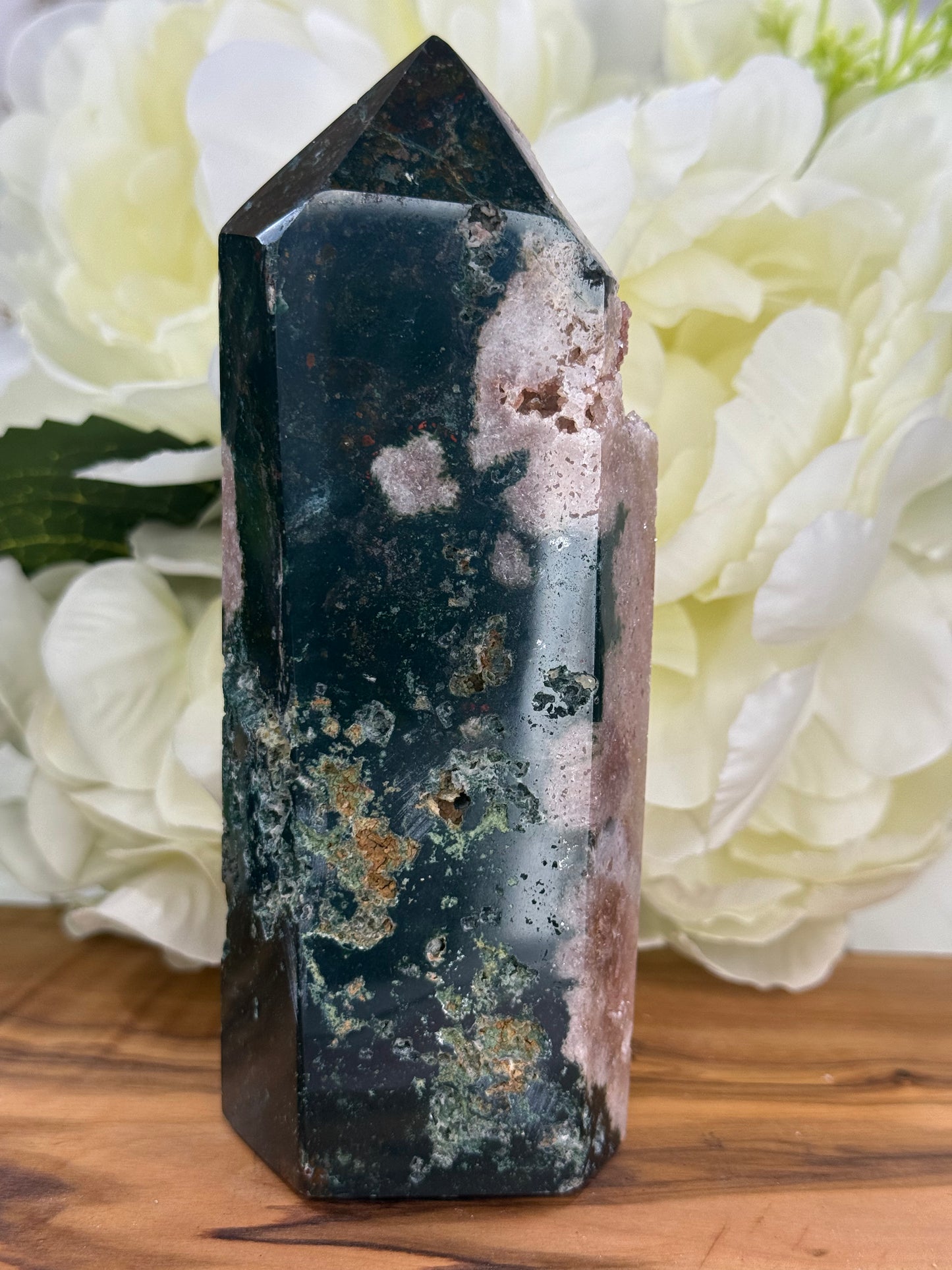 pink amethyst green jasper tower 52j