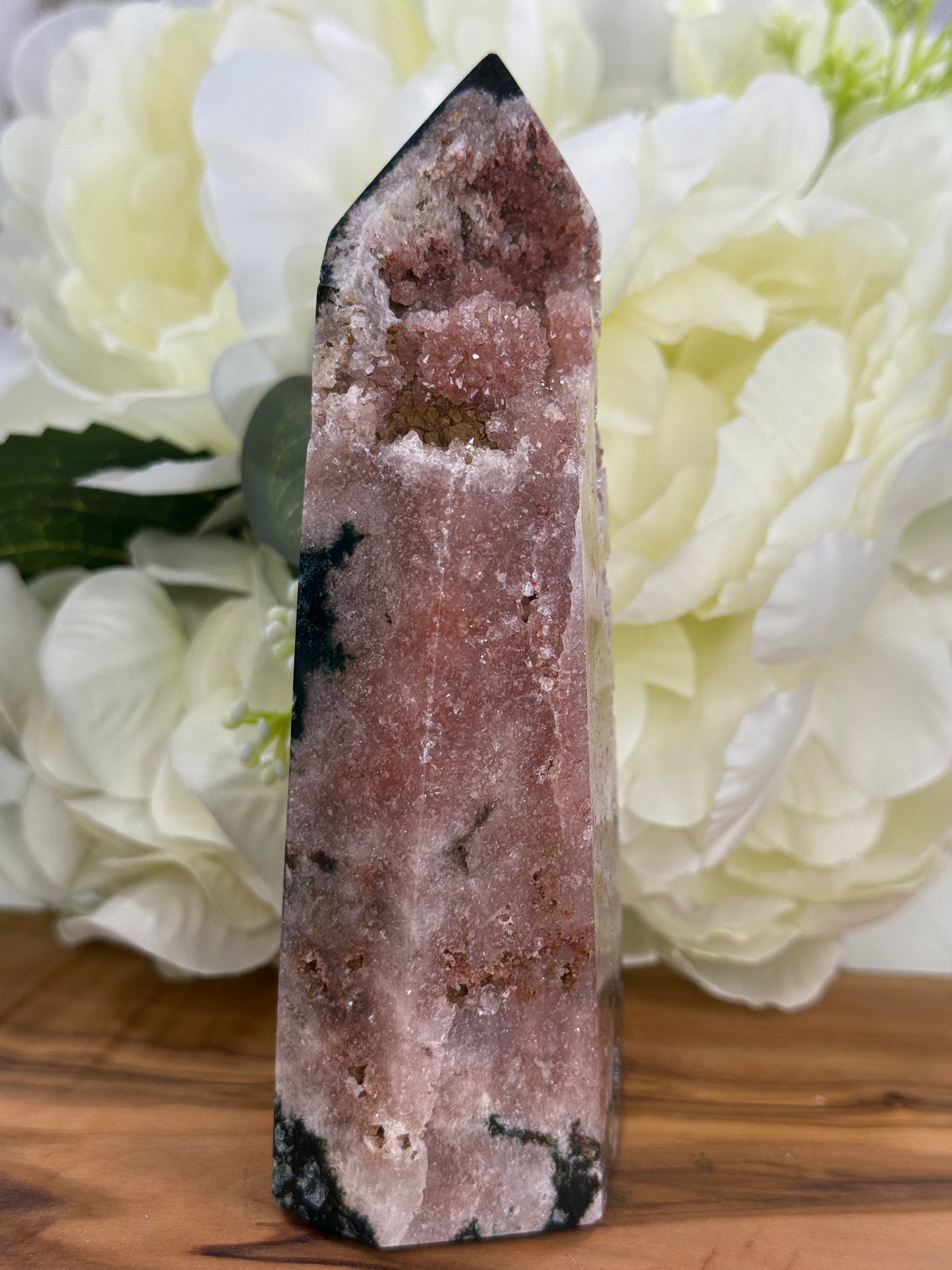 pink amethyst green jasper tower 52j