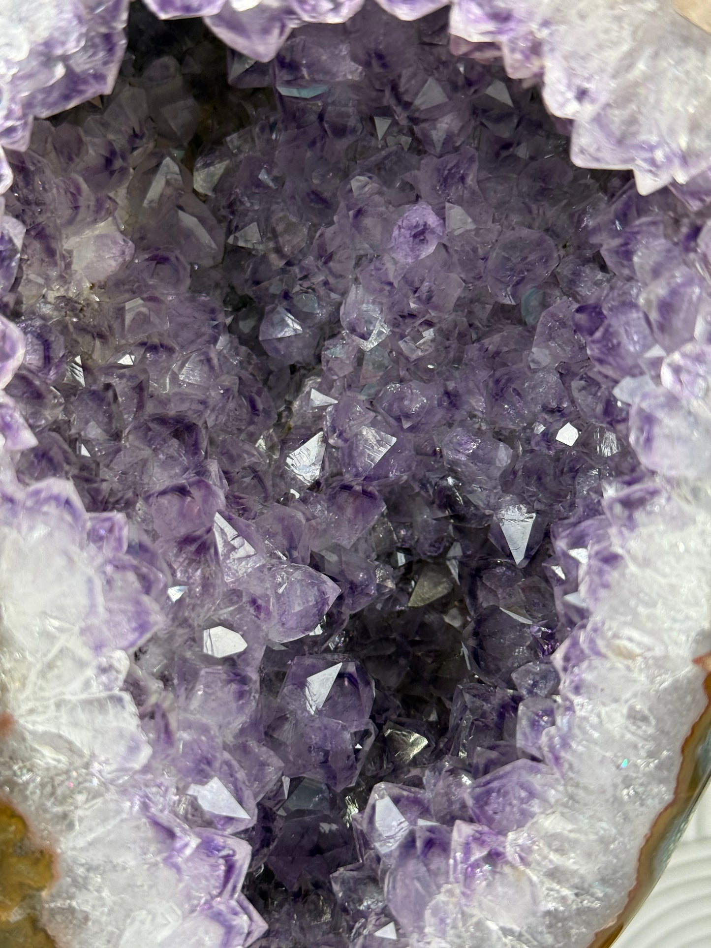 Phantom amethyst geode with custom stand