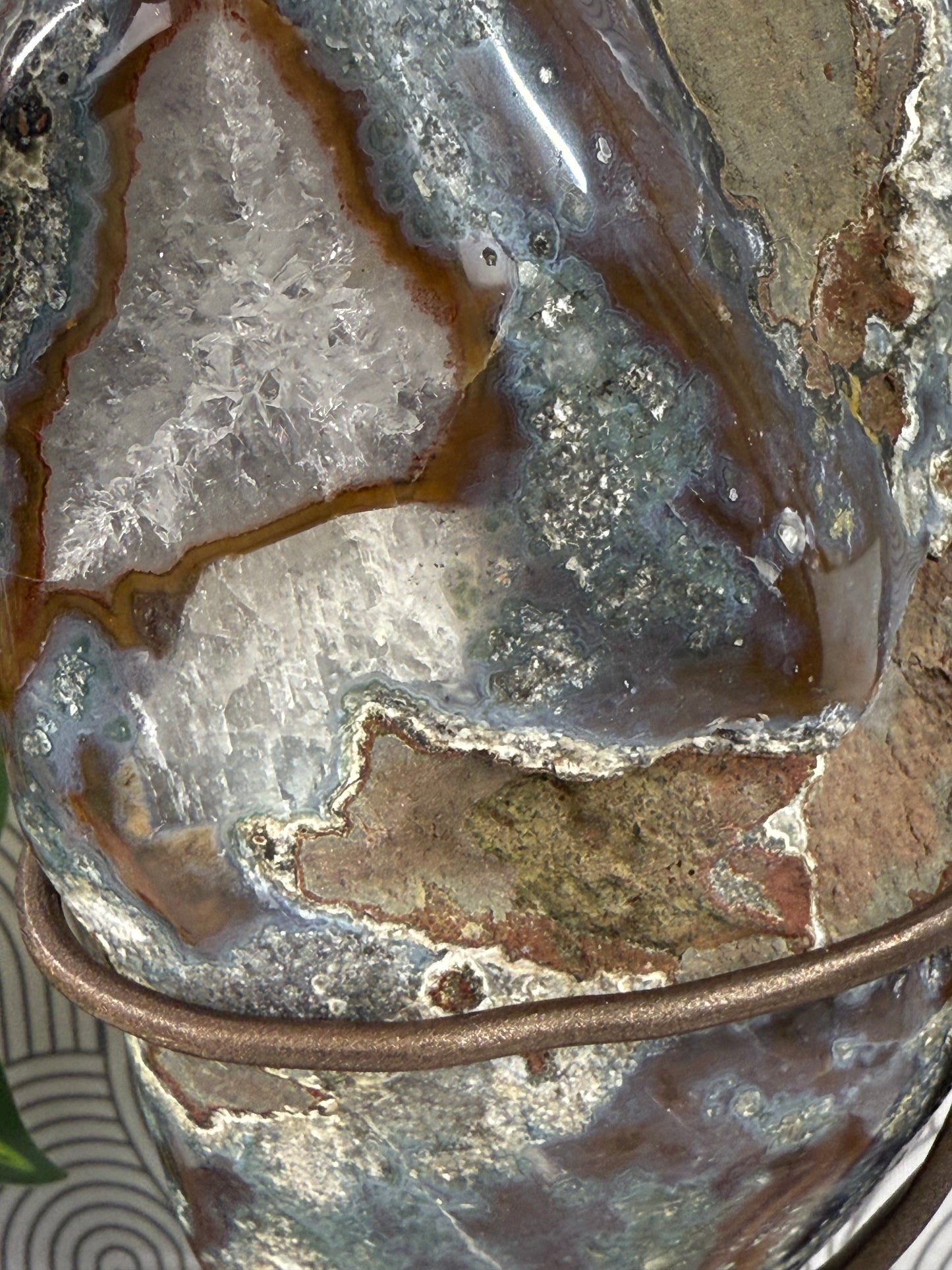 Phantom amethyst geode with custom stand