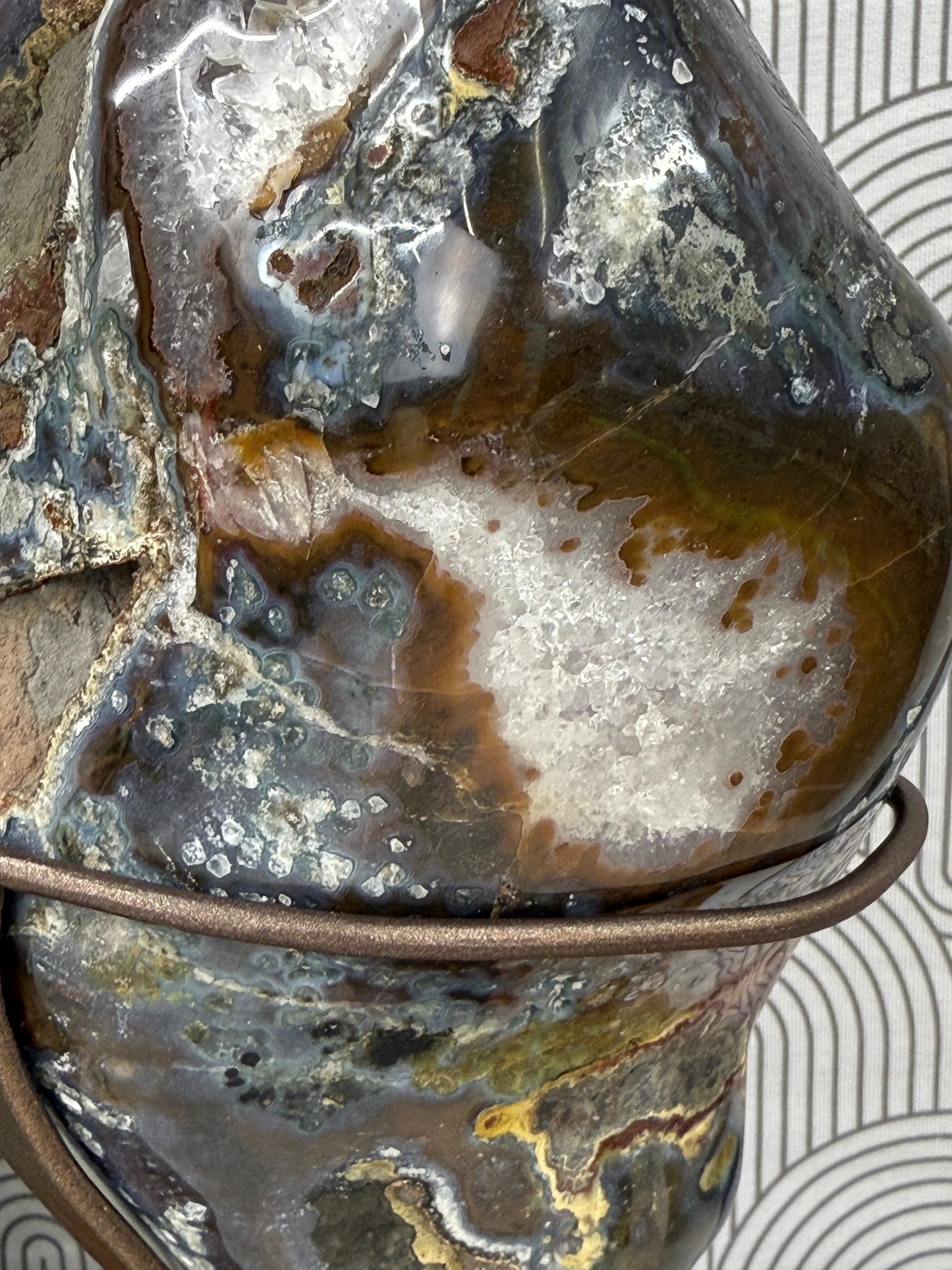 Phantom amethyst geode with custom stand