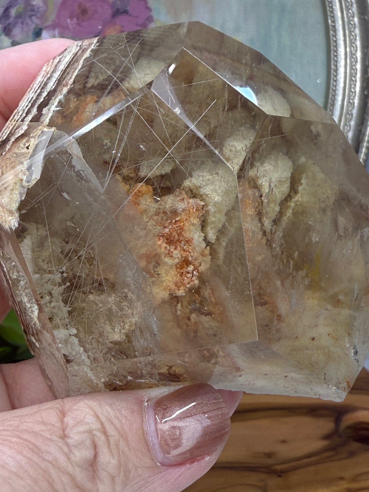 citrine freeform with rutile and lodalite inclusions