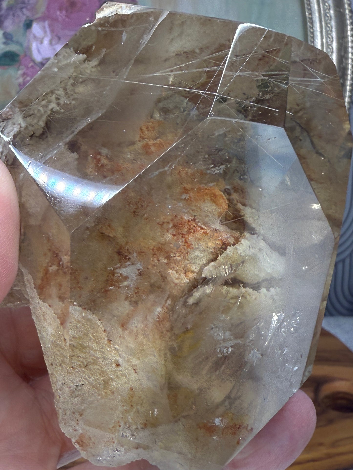 citrine freeform with rutile and lodalite inclusions