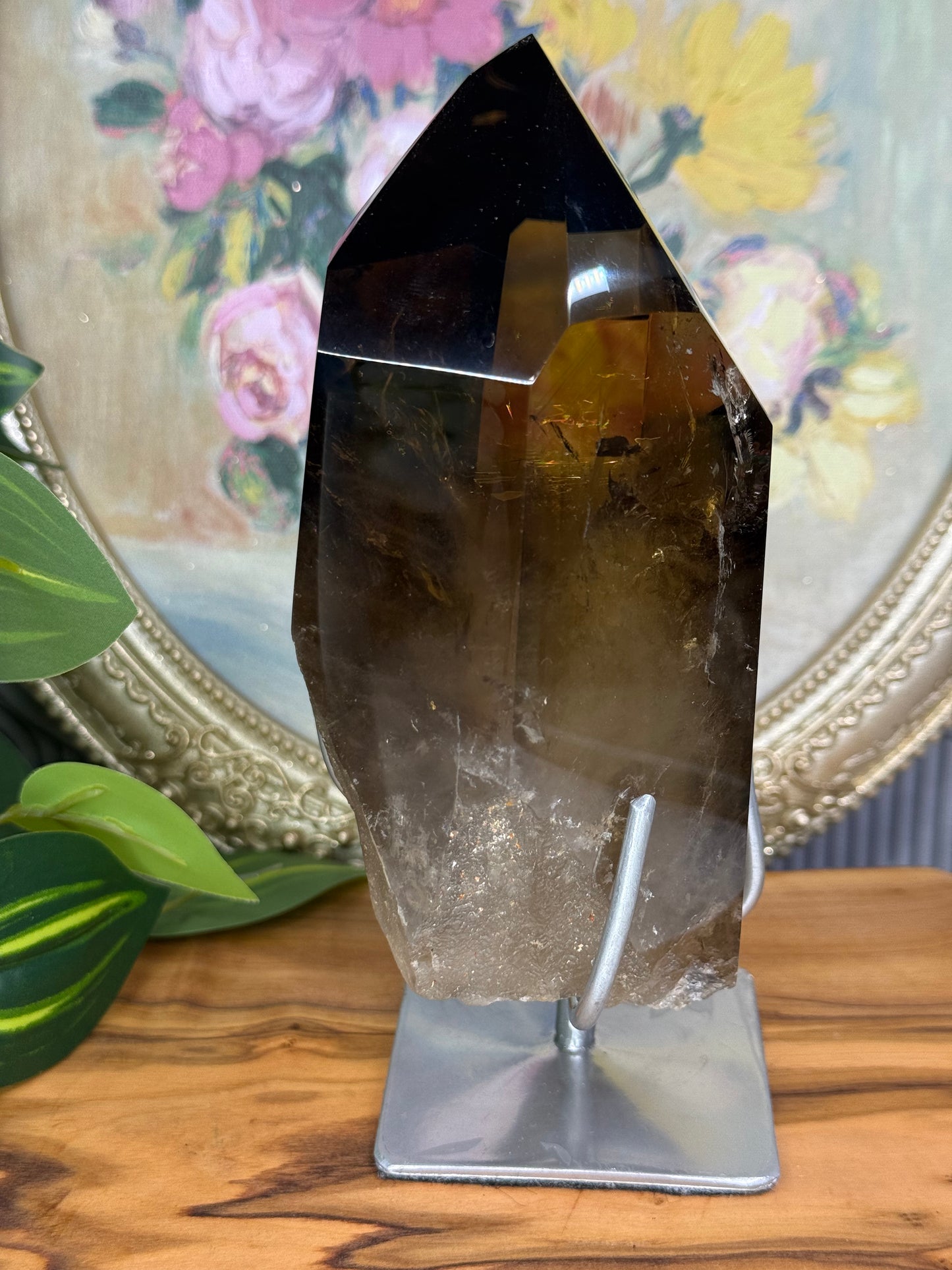 smoky citrine point with stand