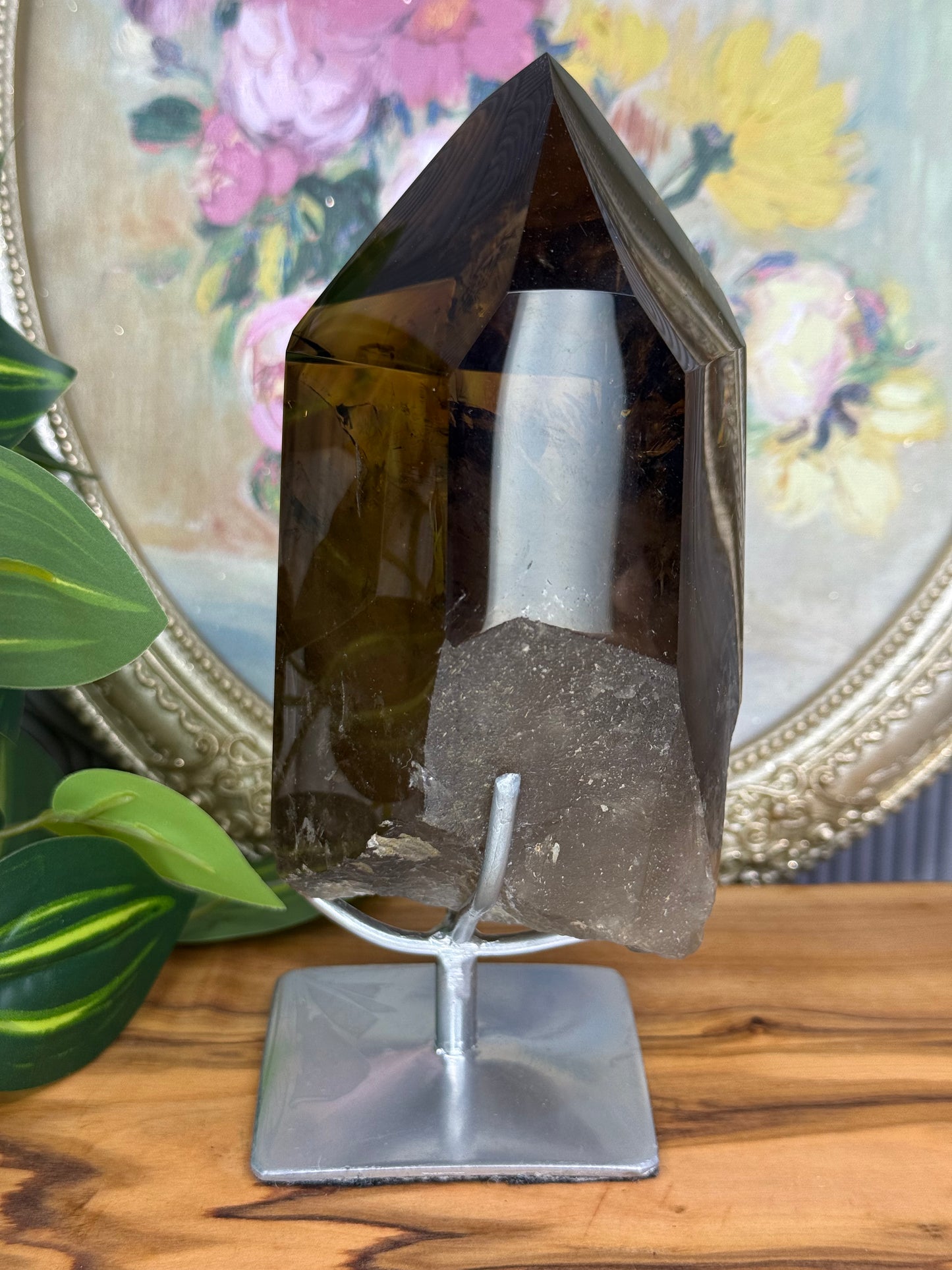 smoky citrine point with stand