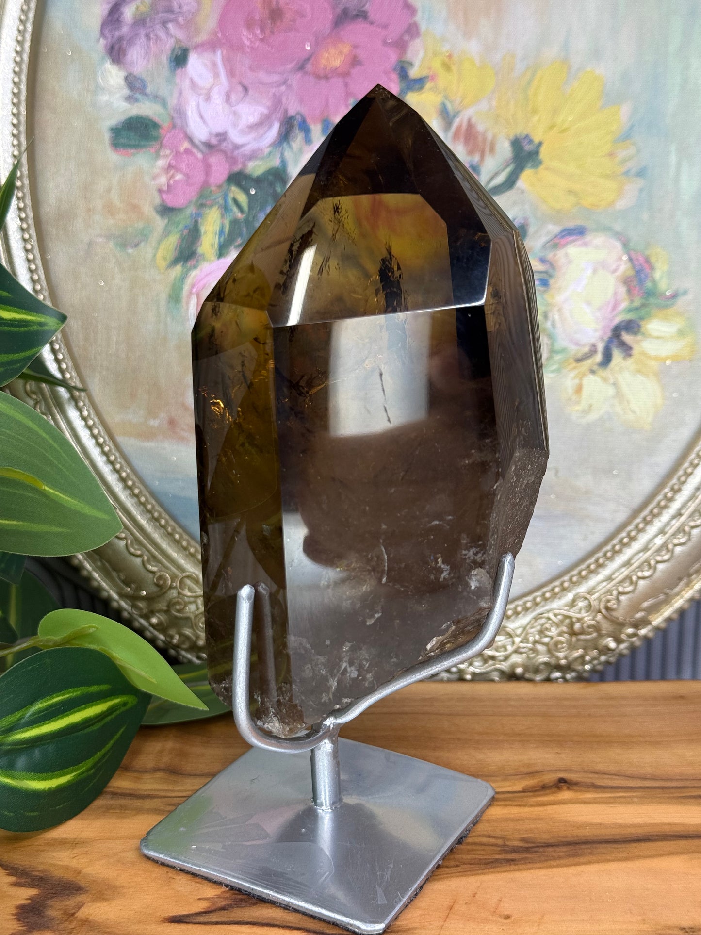 smoky citrine point with stand