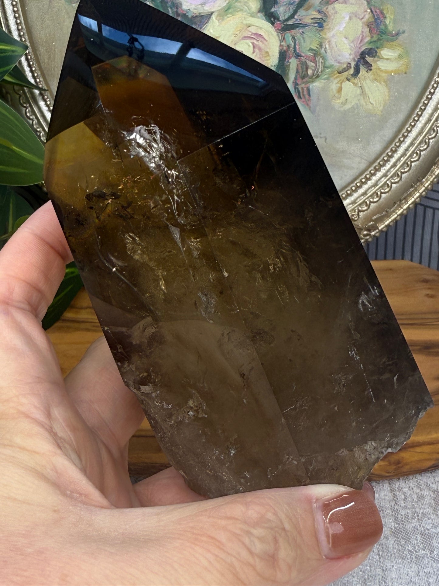 smoky citrine point with stand