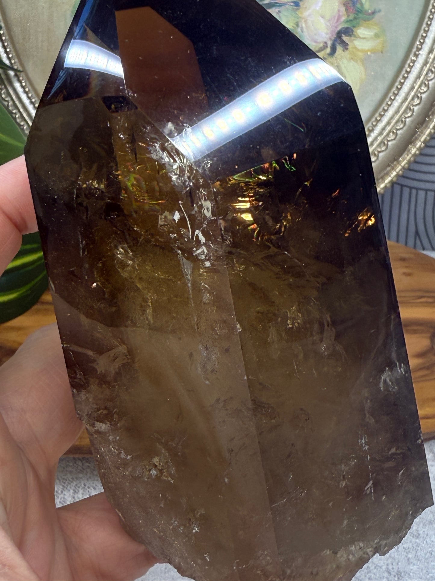 smoky citrine point with stand