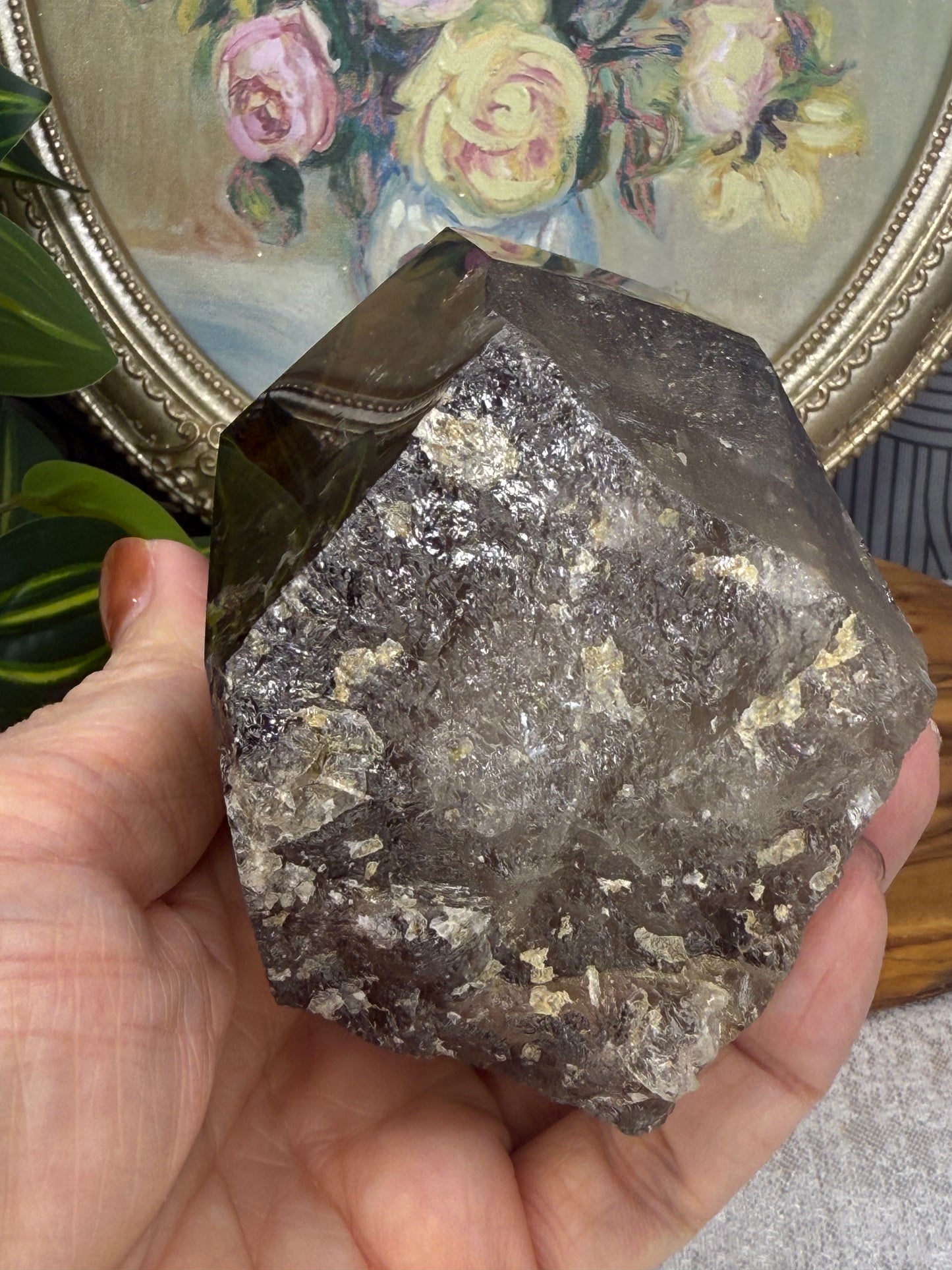 smoky citrine point with stand