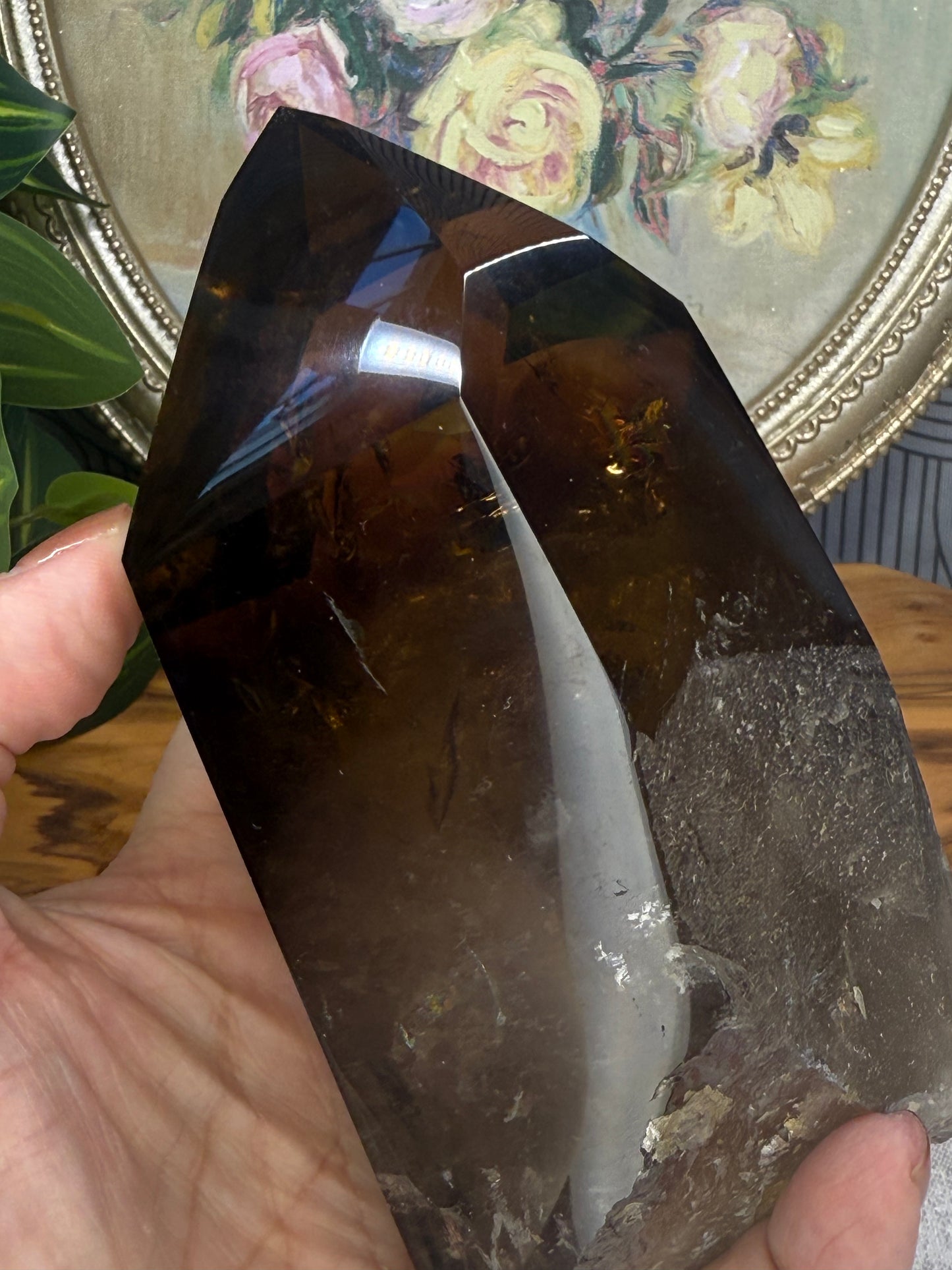 smoky citrine point with stand