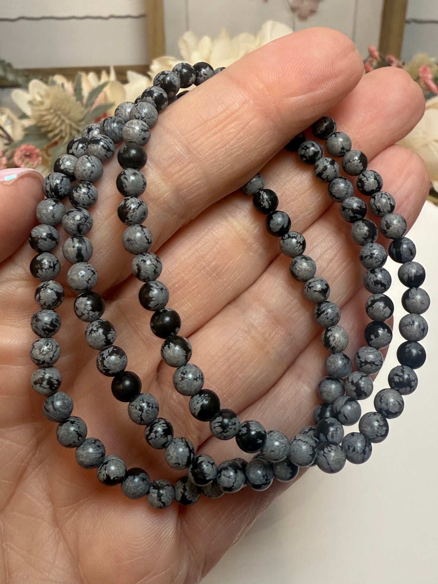 snowflake obsidian bracelet 4mm