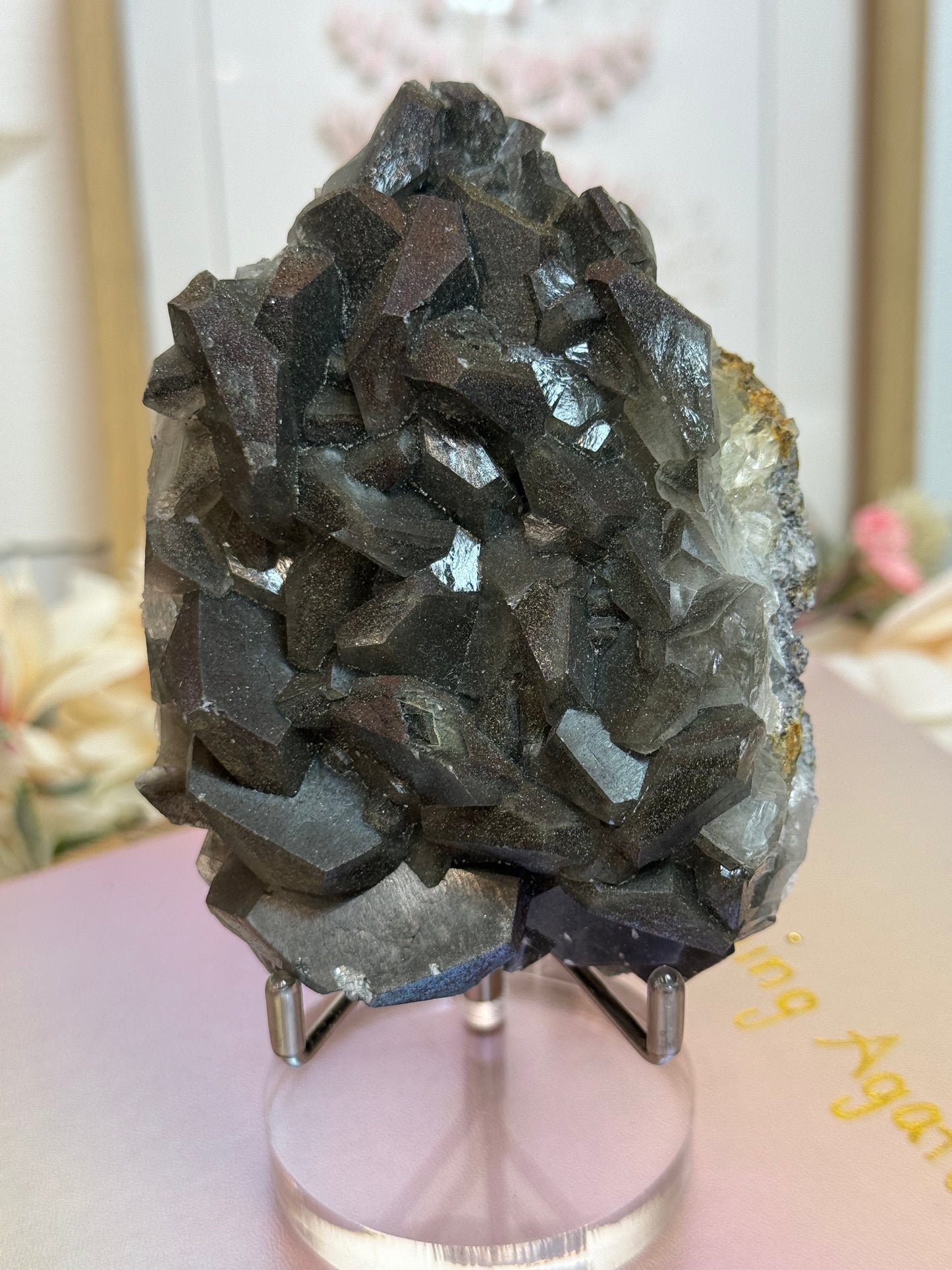 black Benz calcite with pyrite