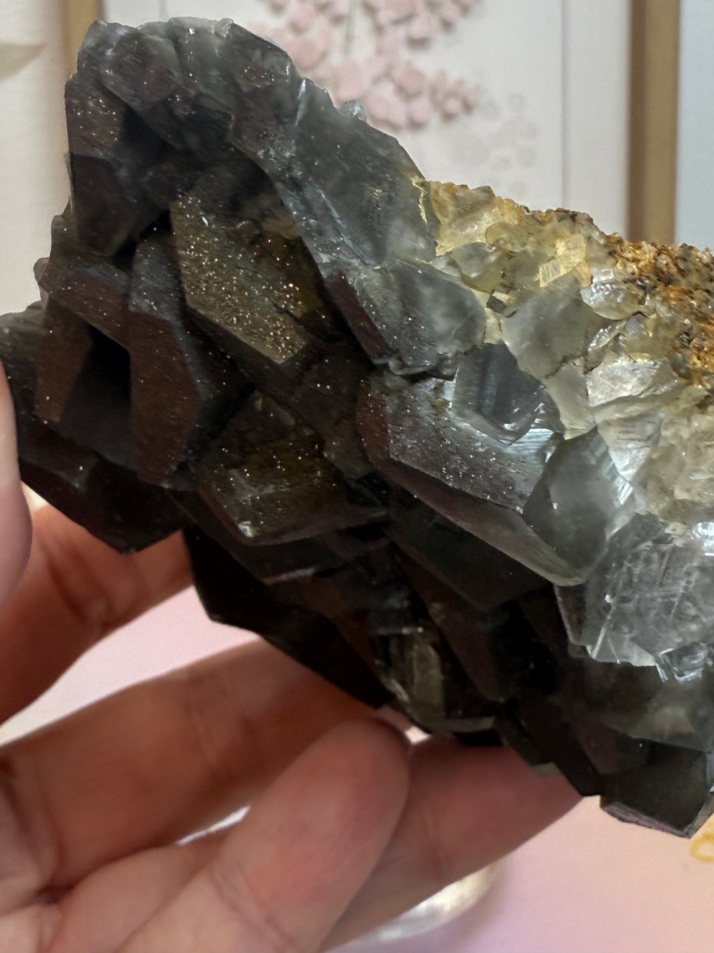 black Benz calcite with pyrite